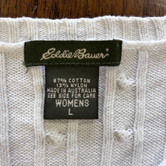 Eddie Bauer made in Australia white knit cardigan cotton blend size L-read descr - Picture 10 of 16